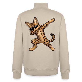 Dabbing Savannah Cat - Unisex Organic Zip Sweatshirt by Stanley/Stella - desert dust - Back - AI Model Male 185 dark (185cm)