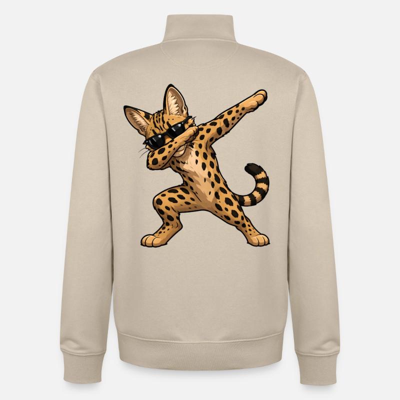 Dabbing Savannah Katze - Unisex Organic Zip Sweatshirt von Stanley/Stella - Cremebeige
