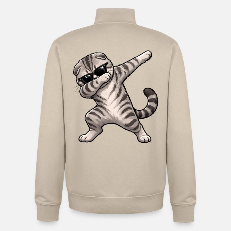 Dabbing Scottish Fold - Unisex Organic Zip Sweatshirt by Stanley/Stella - desert dust
