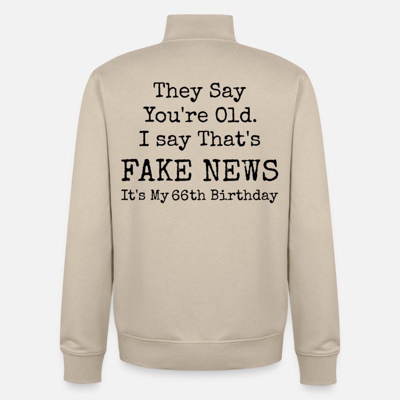 66th Birthday | 66 Years Old Birthday - Sweat zippé unisexe en coton bio Stanley/Stella - beige crème
