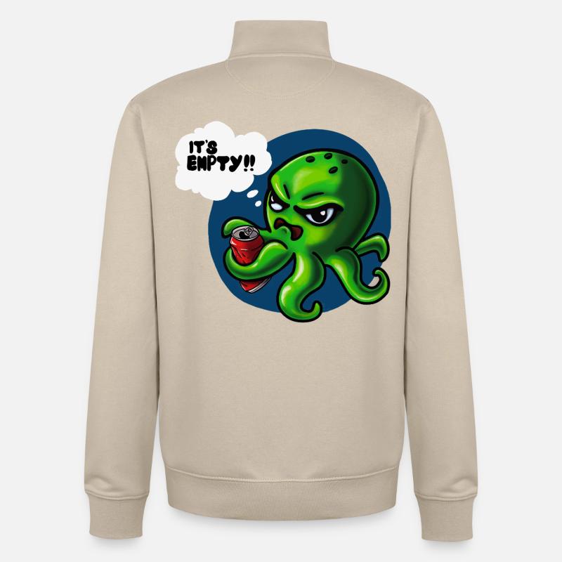 Grumpy Kraken - Sweat zippé unisexe en coton bio Stanley/Stella - beige crème