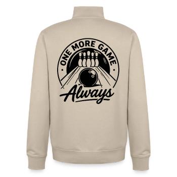 One More Game Always Bowling Sport - Unisex Organic Zip Sweatshirt by Stanley/Stella - desert dust - Back - AI Model Male 185 dark (185cm)