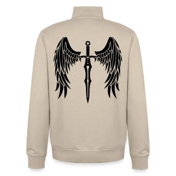 épée ailée noire - Sweat zippé unisexe en coton bio Stanley/Stella - beige crème - Dos - AI Model Male 185 dark (185cm)