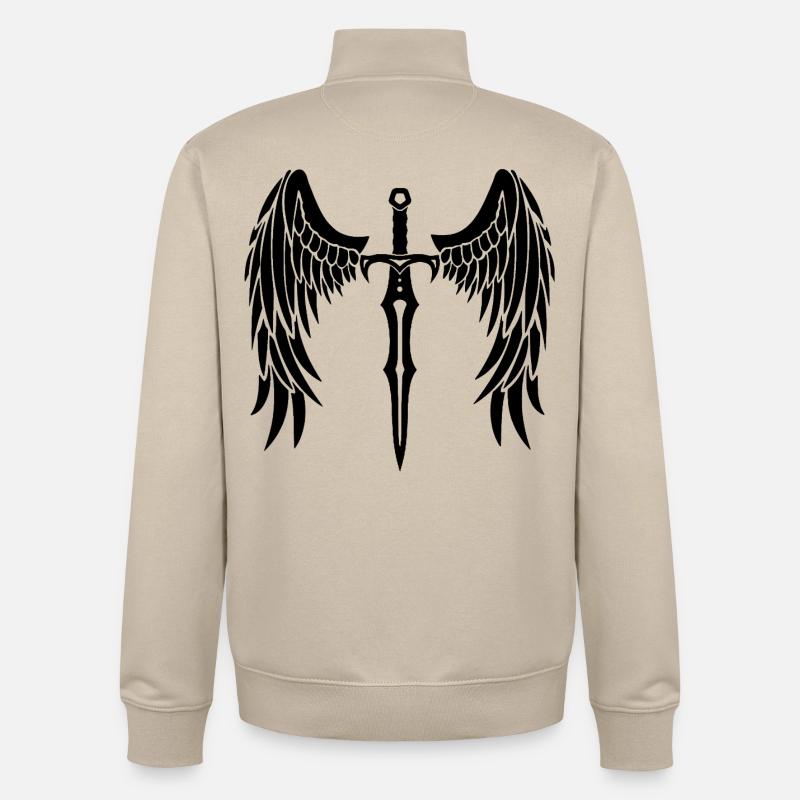Black Winged Sword - Unisex Organic Zip Sweatshirt by Stanley/Stella - desert dust