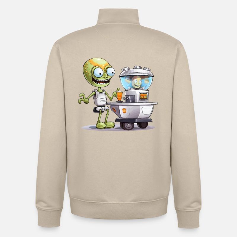 Außerirdischer Barkeeper im Space Bar - Unisex Organic Zip Sweatshirt von Stanley/Stella - Cremebeige
