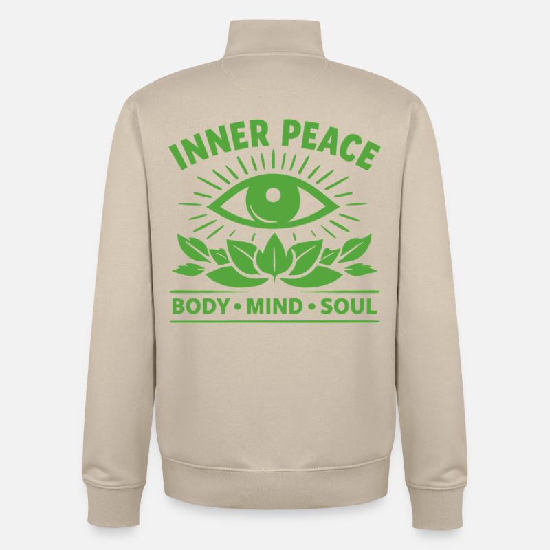 Inner Peace Body Mind Soul Auge - Sweat zippé unisexe en coton bio Stanley/Stella - beige crème