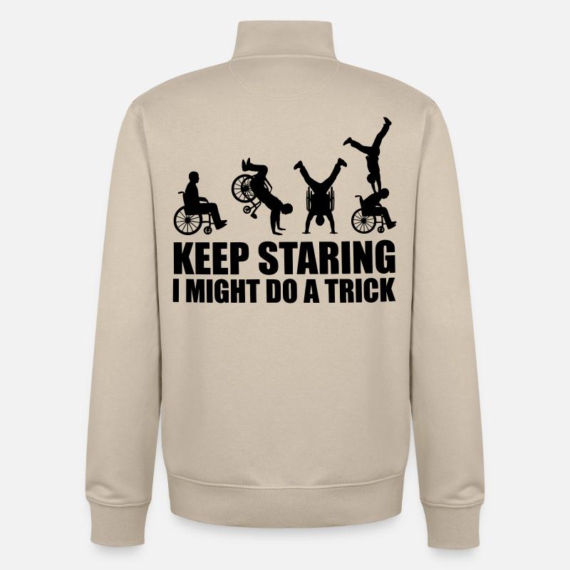 Surveillez cet utilisateur de fauteuil roulant # - Sweat zippé unisexe en coton bio Stanley/Stella - beige crème