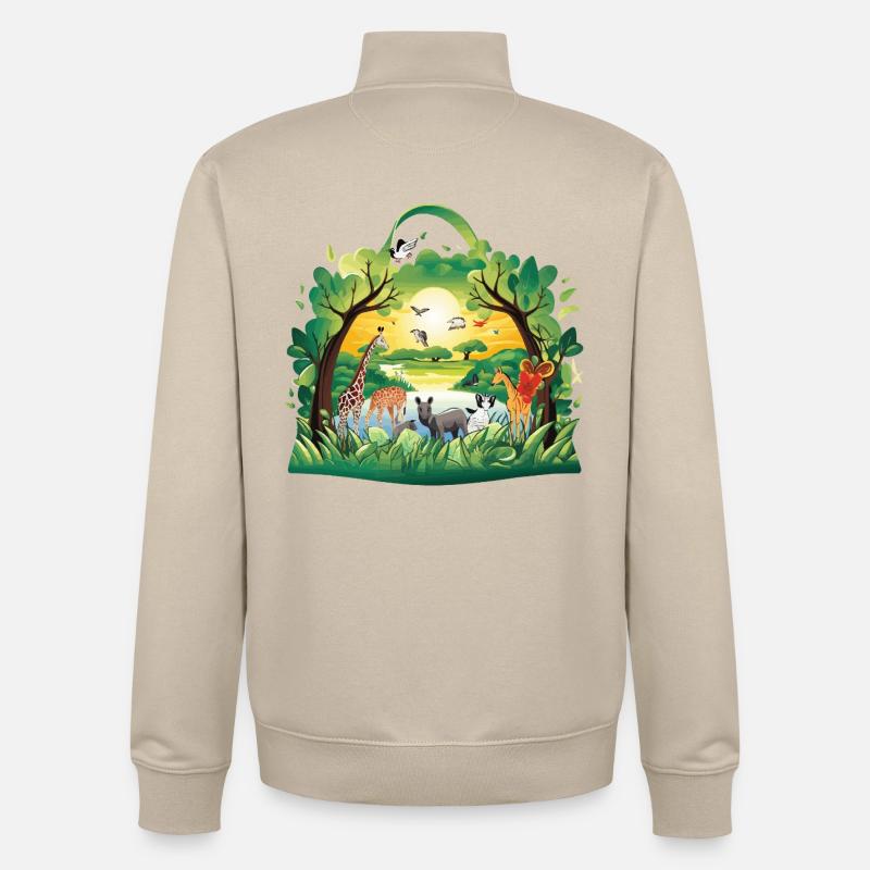 Tierparadies im Dschungelkreis - Unisex Organic Zip Sweatshirt von Stanley/Stella - Cremebeige