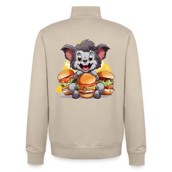 Kauender Koala mit Burgern - Unisex Organic Zip Sweatshirt von Stanley/Stella - Cremebeige - Hinten - AI Model Male 185 dark (185cm)