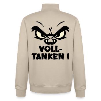 Emotionen Volltanken - Unisex Organic Zip Sweatshirt von Stanley/Stella - Cremebeige - Hinten - AI Model Male 185 dark (185cm)