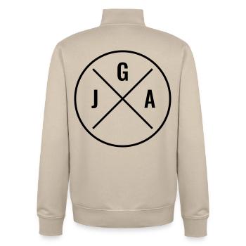 Enterrement de vie de garçon - Sweat zippé unisexe en coton bio Stanley/Stella - beige crème - Dos - AI Model Male 185 dark (185cm)