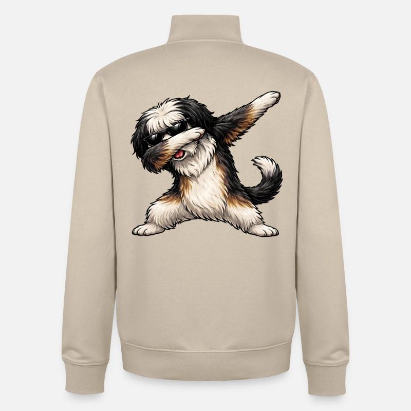 Dab du Tibetan Terrier - Sweat zippé unisexe en coton bio Stanley/Stella - beige crème