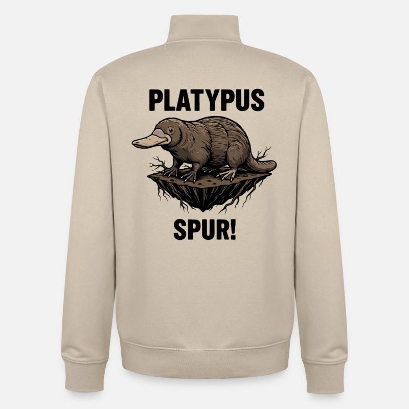 Platypus Spur Schwarze Gefahr - Unisex Organic Zip Sweatshirt von Stanley/Stella - Cremebeige