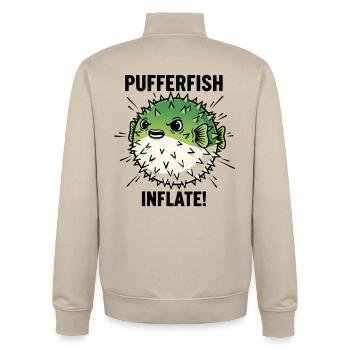 Globe Fish Danger Inflation Schwarzer Kugelfisch - Unisex Organic Zip Sweatshirt von Stanley/Stella - Cremebeige - Hinten - AI Model Male 185 dark (185cm)