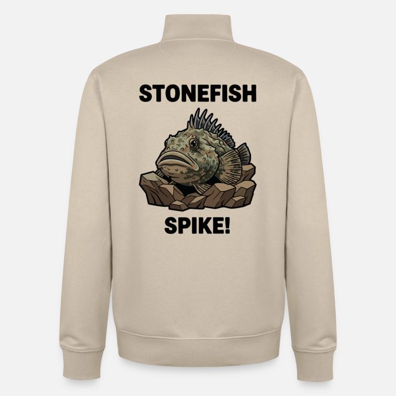 Poisson Pierre Danger Spike Stonefish Noir - Sweat zippé unisexe en coton bio Stanley/Stella - beige crème