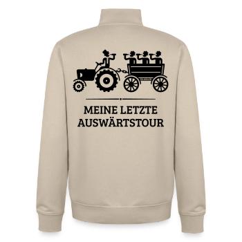 Meine Letzte Auswärtstour Mit Trecker (JGA / B) - Unisex Organic Zip Sweatshirt von Stanley/Stella - Cremebeige - Hinten - AI Model Male 185 dark (185cm)