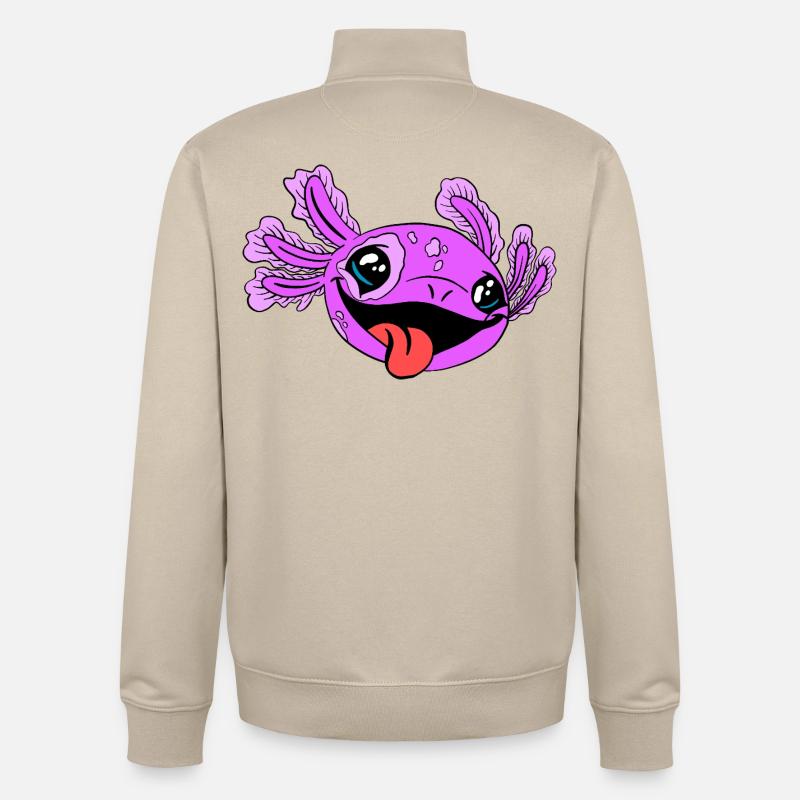 Axolotl coquin à la langue - Sweat zippé unisexe en coton bio Stanley/Stella - beige crème