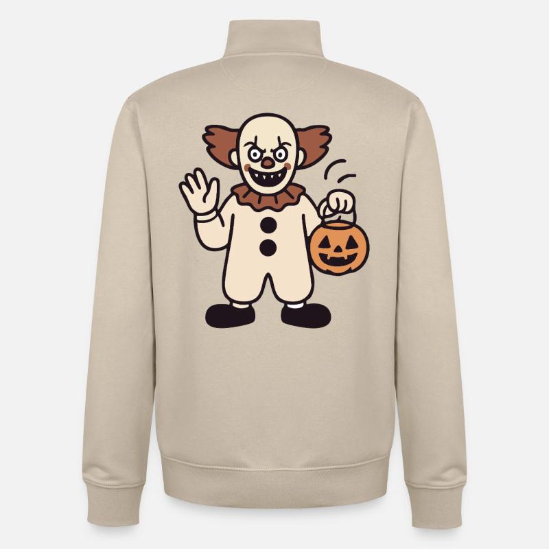 Halloween-Clown mit Kürbiseimer - Unisex Organic Zip Sweatshirt von Stanley/Stella - Cremebeige