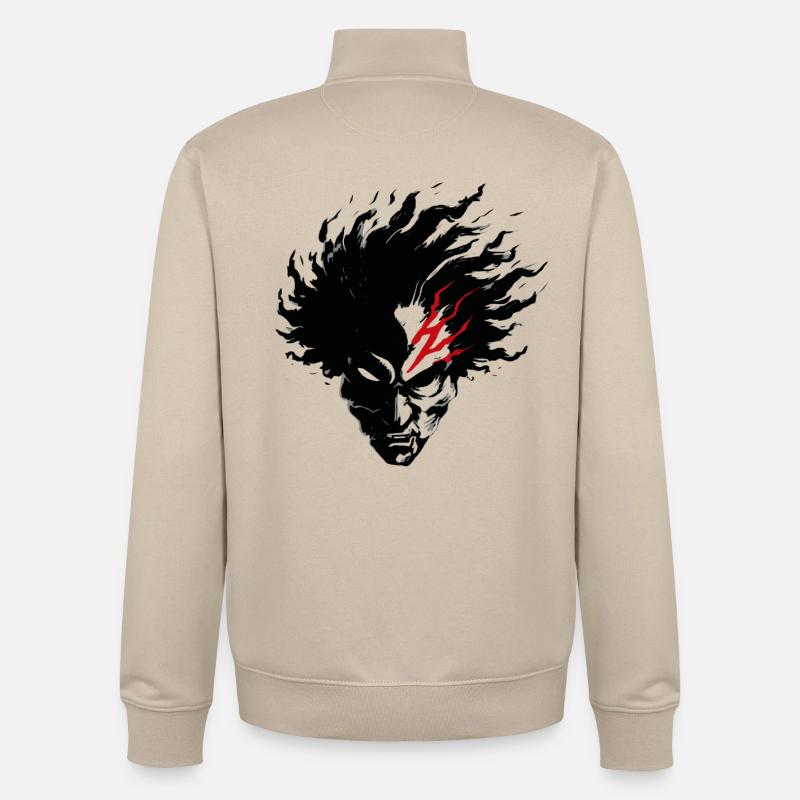 Susanoo Rage – Dieu de la Tempête Éclair Rouge  - Sweat zippé unisexe en coton bio Stanley/Stella - beige crème
