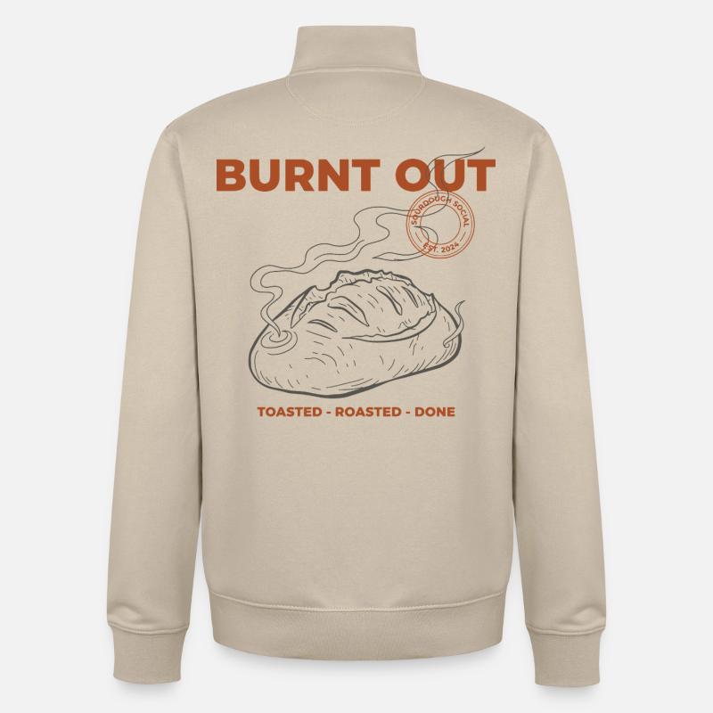 Sauerteigbrot-Backen Burnout Bäcker-Ära - Unisex Organic Zip Sweatshirt von Stanley/Stella - Cremebeige
