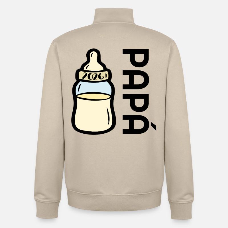 Papa espagnol bébé 2026 - Sweat zippé unisexe en coton bio Stanley/Stella - beige crème