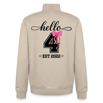 Hello 4 Est 2022 Girls Birthday Design - Unisex Organic Zip Sweatshirt by Stanley/Stella - desert dust - Back - AI Model Male 185 dark (185cm)
