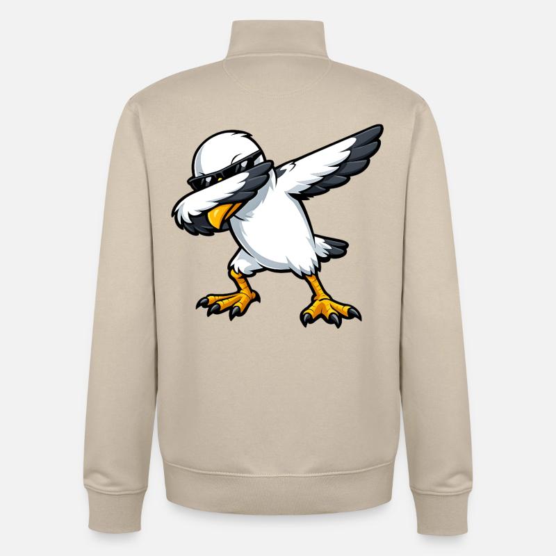Dabbing Seagull - Unisex Organic Zip Sweatshirt by Stanley/Stella - desert dust