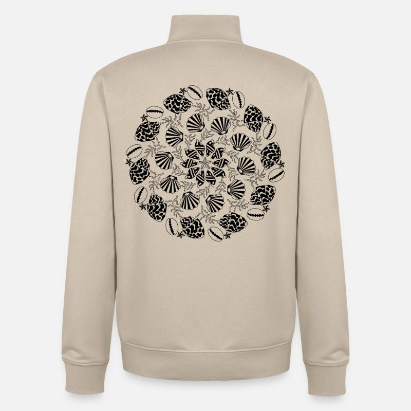 Shell Mandala black and white - Unisex Organic Zip Sweatshirt by Stanley/Stella - desert dust