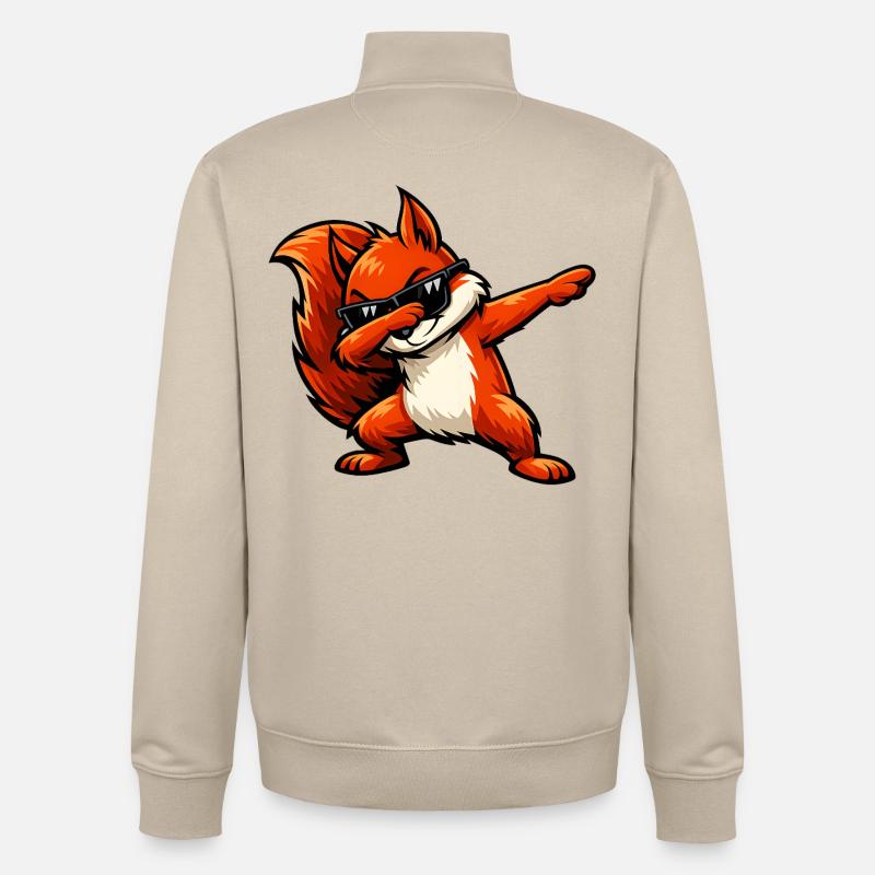 Dabbing Rotes Eichhörnchen - Unisex Organic Zip Sweatshirt von Stanley/Stella - Cremebeige