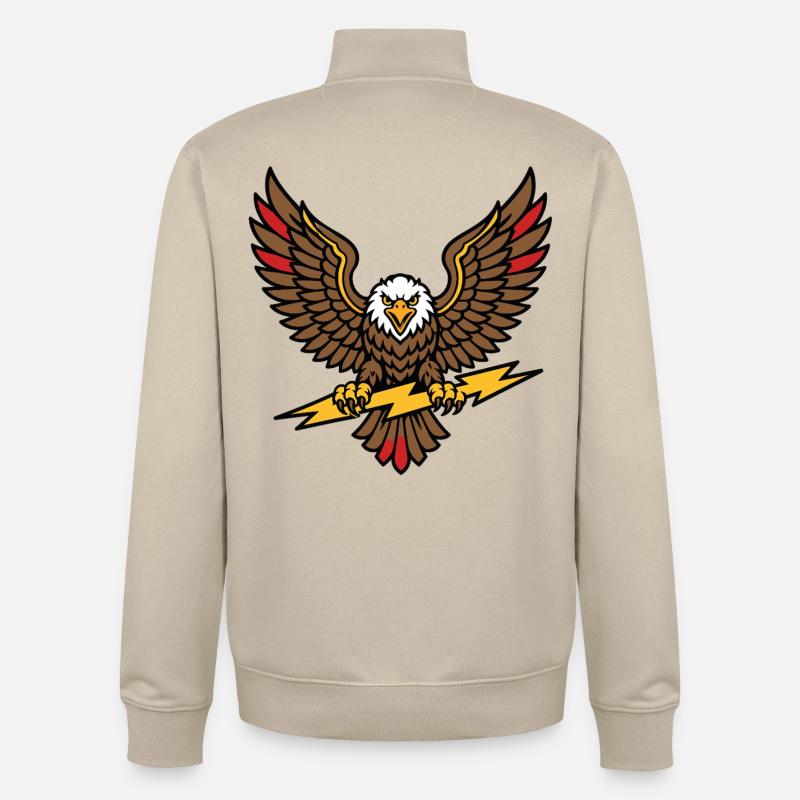 Alter-Schule-Tattoo-Stil Lightning Eagle - Unisex Organic Zip Sweatshirt von Stanley/Stella - Cremebeige