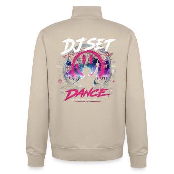 DJ Set Danse Soirée néon Disco Disco Disco, Boîte à boîtes - Sweat zippé unisexe en coton bio Stanley/Stella - beige crème - Dos - AI Model Male 185 dark (185cm)