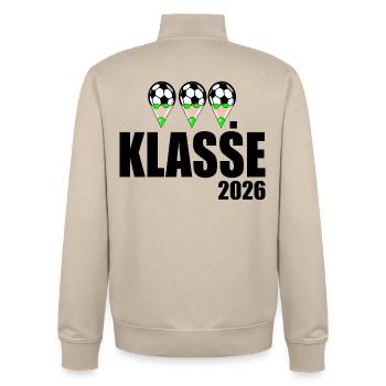Fußball 3. Klasse 2026 - Unisex Organic Zip Sweatshirt von Stanley/Stella - Cremebeige - Hinten - AI Model Male 185 dark (185cm)