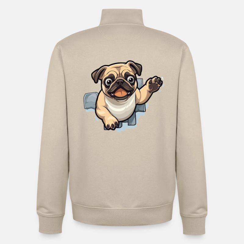 Pug Durchbruch aus Eis - Unisex Organic Zip Sweatshirt von Stanley/Stella - Cremebeige