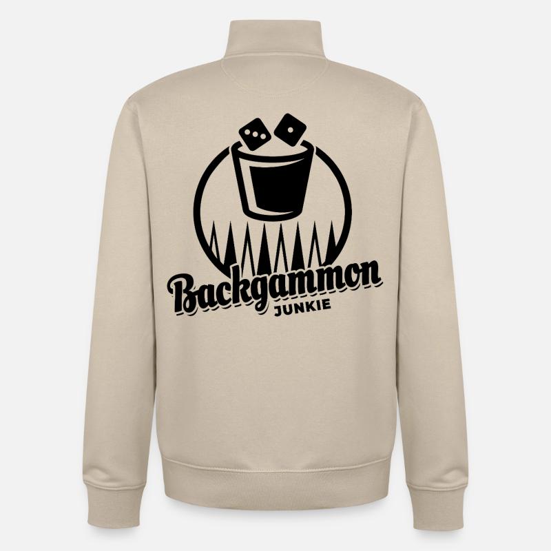 Backgammon Junkie | Brettspiel | Geschenk - Unisex Organic Zip Sweatshirt von Stanley/Stella - Cremebeige