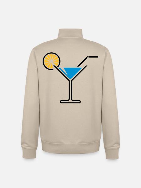Cocktail / Cocktail Glass / Martini + (Light Blue) - Unisex Organic Zip Sweatshirt by Stanley/Stella - desert dust