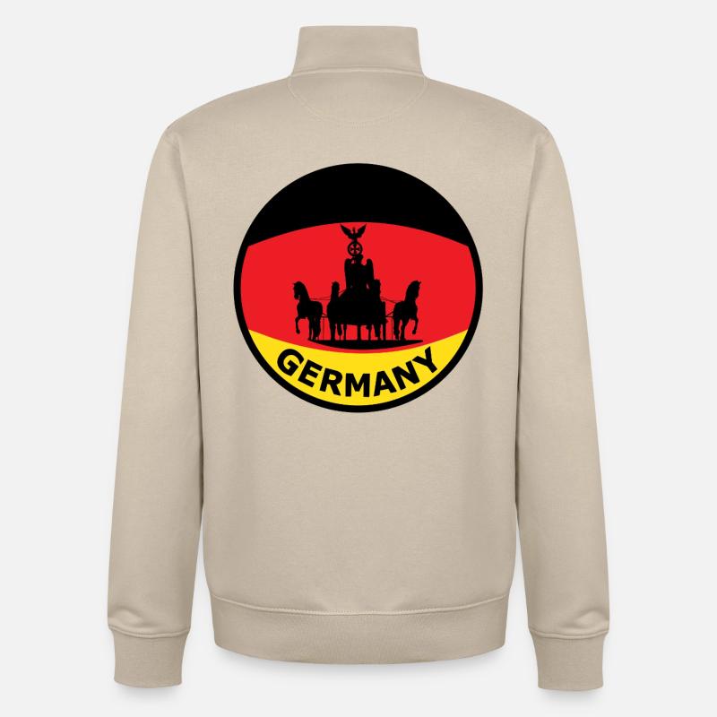 Silhouette du char du drapeau allemand - Sweat zippé unisexe en coton bio Stanley/Stella - beige crème