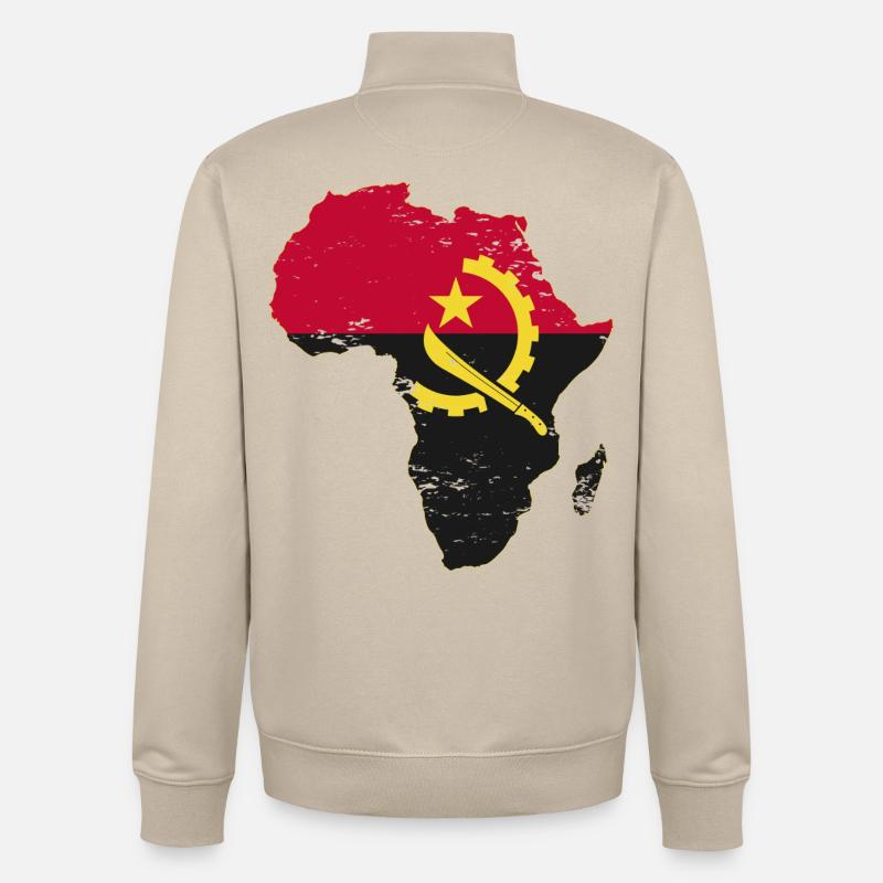 Drapeau de l’Angola Afrique - Sweat zippé unisexe en coton bio Stanley/Stella - beige crème