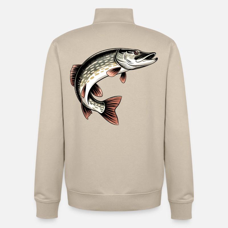 Raubfisch Hecht - Unisex Organic Zip Sweatshirt von Stanley/Stella - Cremebeige