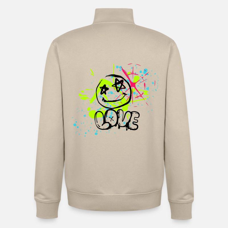 Chaos de néons et éclaboussures - Sweat zippé unisexe en coton bio Stanley/Stella - beige crème