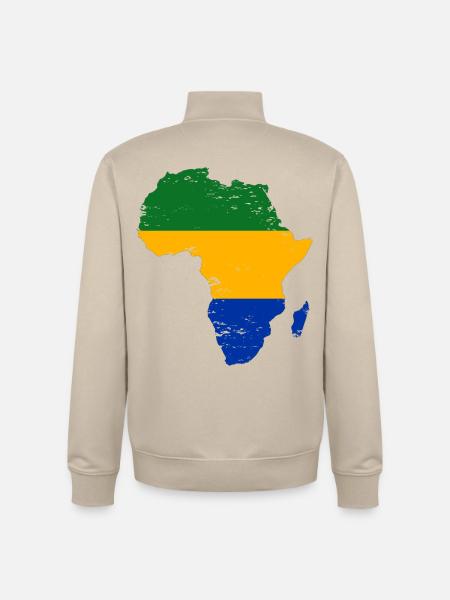 Gabon_Flagge_Afrika_used - Unisex Organic Zip Sweatshirt by Stanley/Stella - desert dust
