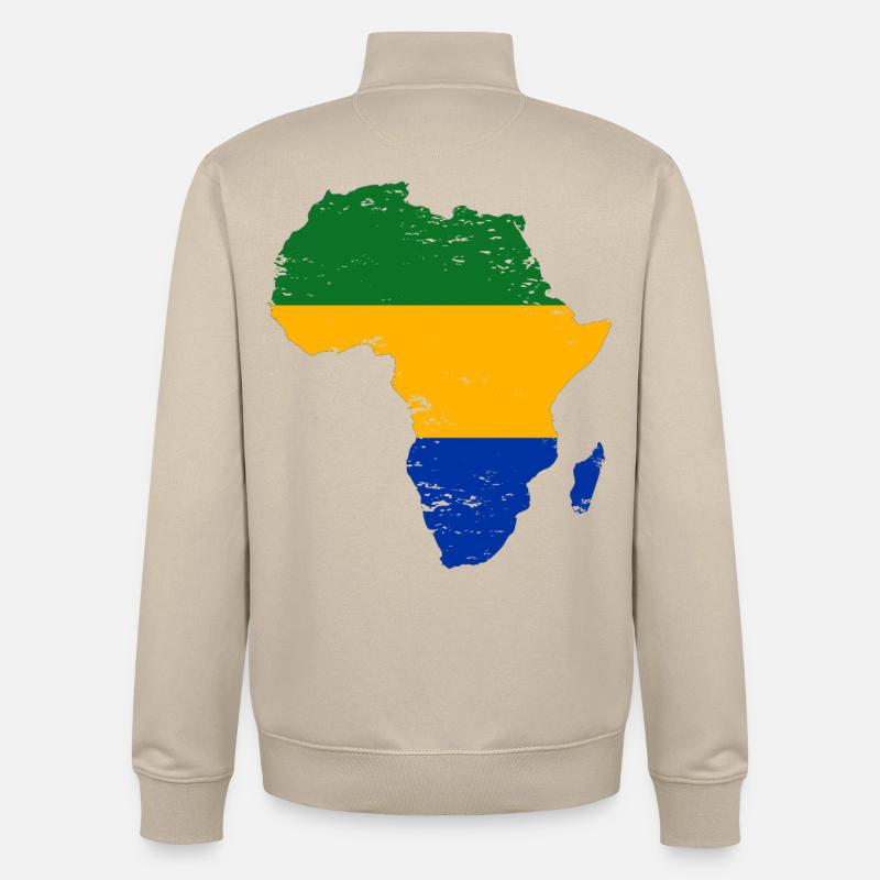 Gabon_Flagge_Afrika_used - Sweat zippé unisexe en coton bio Stanley/Stella - beige crème