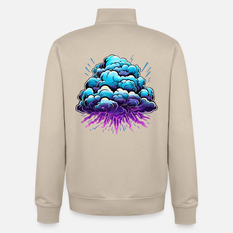 Blue Cloud Pop Explosion de néon - Sweat zippé unisexe en coton bio Stanley/Stella - beige crème