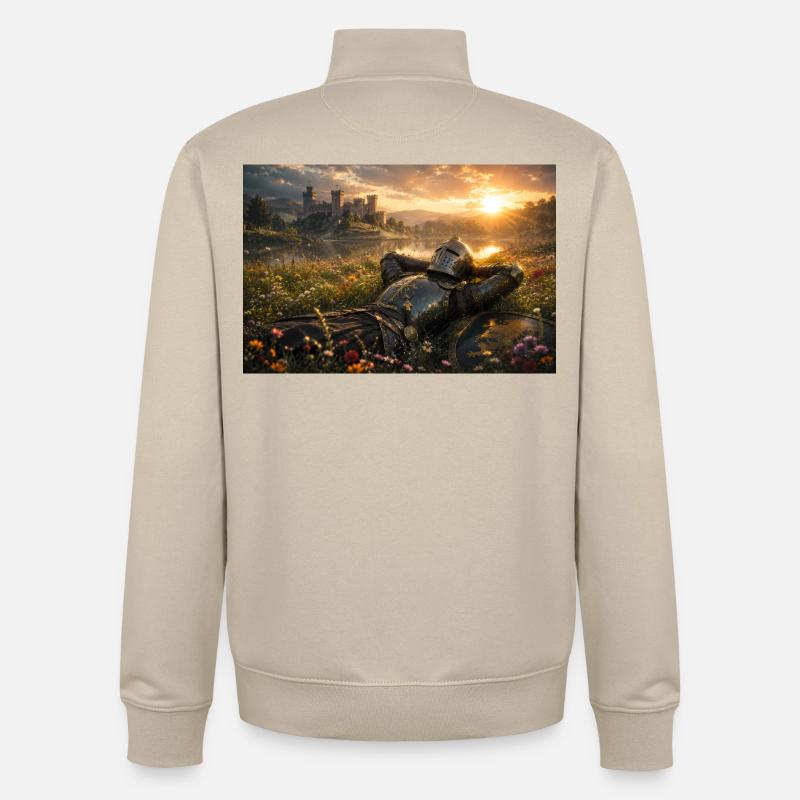 Sunset Knight by Castle Field - Unisex Organic Zip Sweatshirt by Stanley/Stella - desert dust