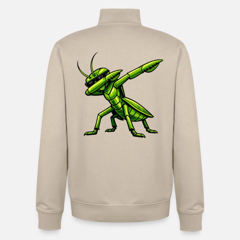 Dabbing Praying Mantis - Unisex Organic Zip Sweatshirt by Stanley/Stella - desert dust