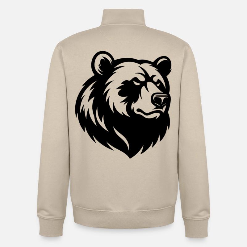 Angry Bear Head - Unisex Organic Zip Sweatshirt by Stanley/Stella - desert dust