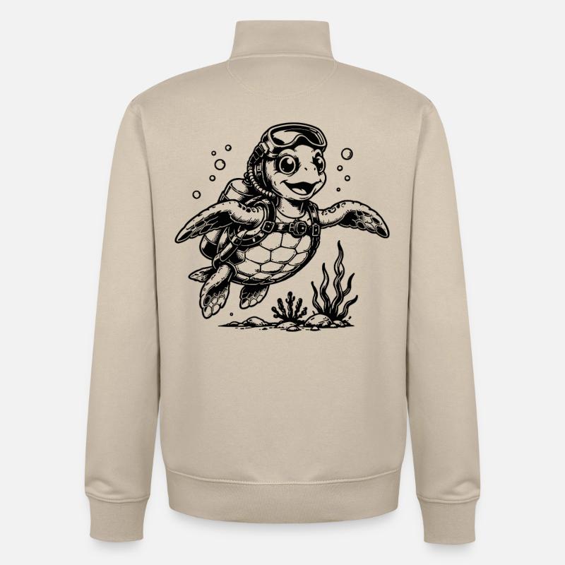 Turtle diver with oxygen tank - Unisex Organic Zip Sweatshirt by Stanley/Stella - desert dust
