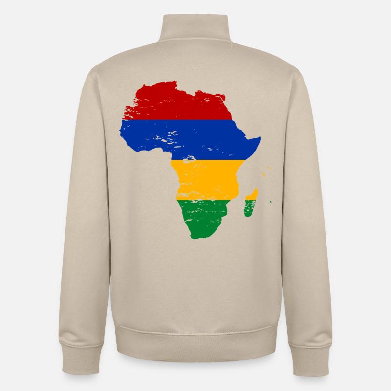Drapeau Maurice Afrique - Sweat zippé unisexe en coton bio Stanley/Stella - beige crème