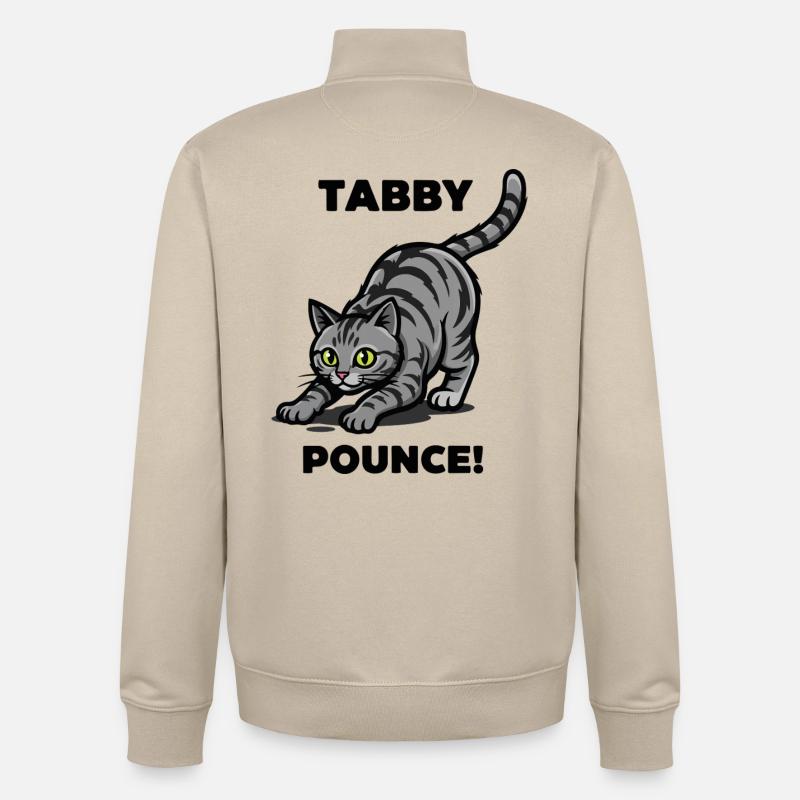 Tigerkatze Tabby springt Katzenjagd - Unisex Organic Zip Sweatshirt von Stanley/Stella - Cremebeige