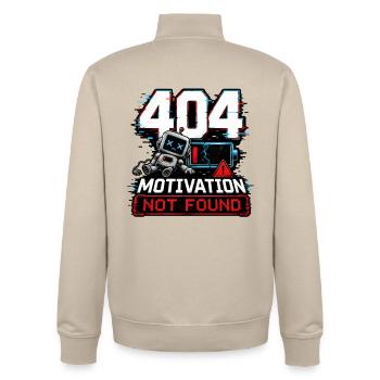 404 Motivation Not Found Robot - Unisex Organic Zip Sweatshirt by Stanley/Stella - desert dust - Back - AI Model Male 185 dark (185cm)