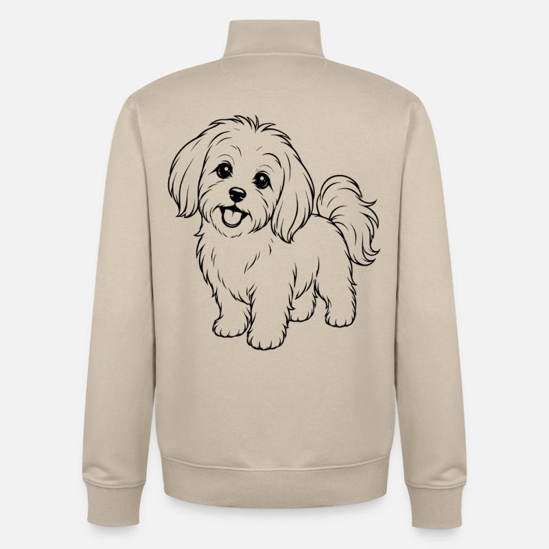 Malteser_Hund_schwarz - Sweat zippé unisexe en coton bio Stanley/Stella - beige crème